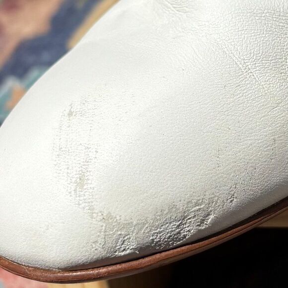 Rag & Bone White Leather Ankle Boots Size 41 or 10.5 Block Heel - Picture 6 of 7